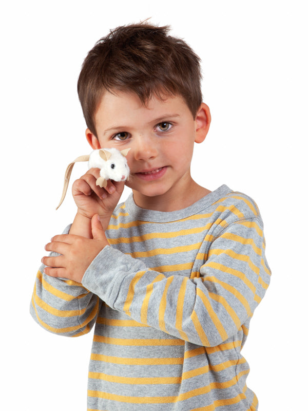 Finger Puppet - Mini White Mouse