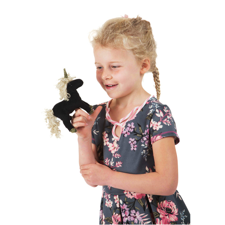 Finger Puppet - Mini Black Unicorn