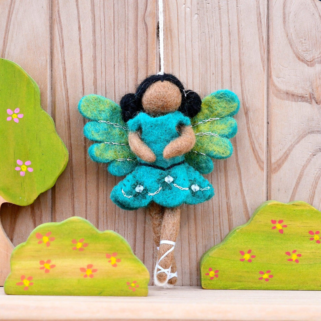 Felt Waldorf Ballerina - Teal Dress