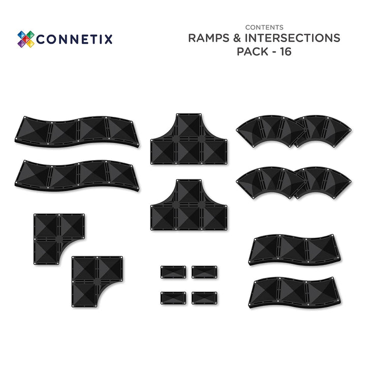 Ramps & Intersections Pack | Black - 16 Pieces