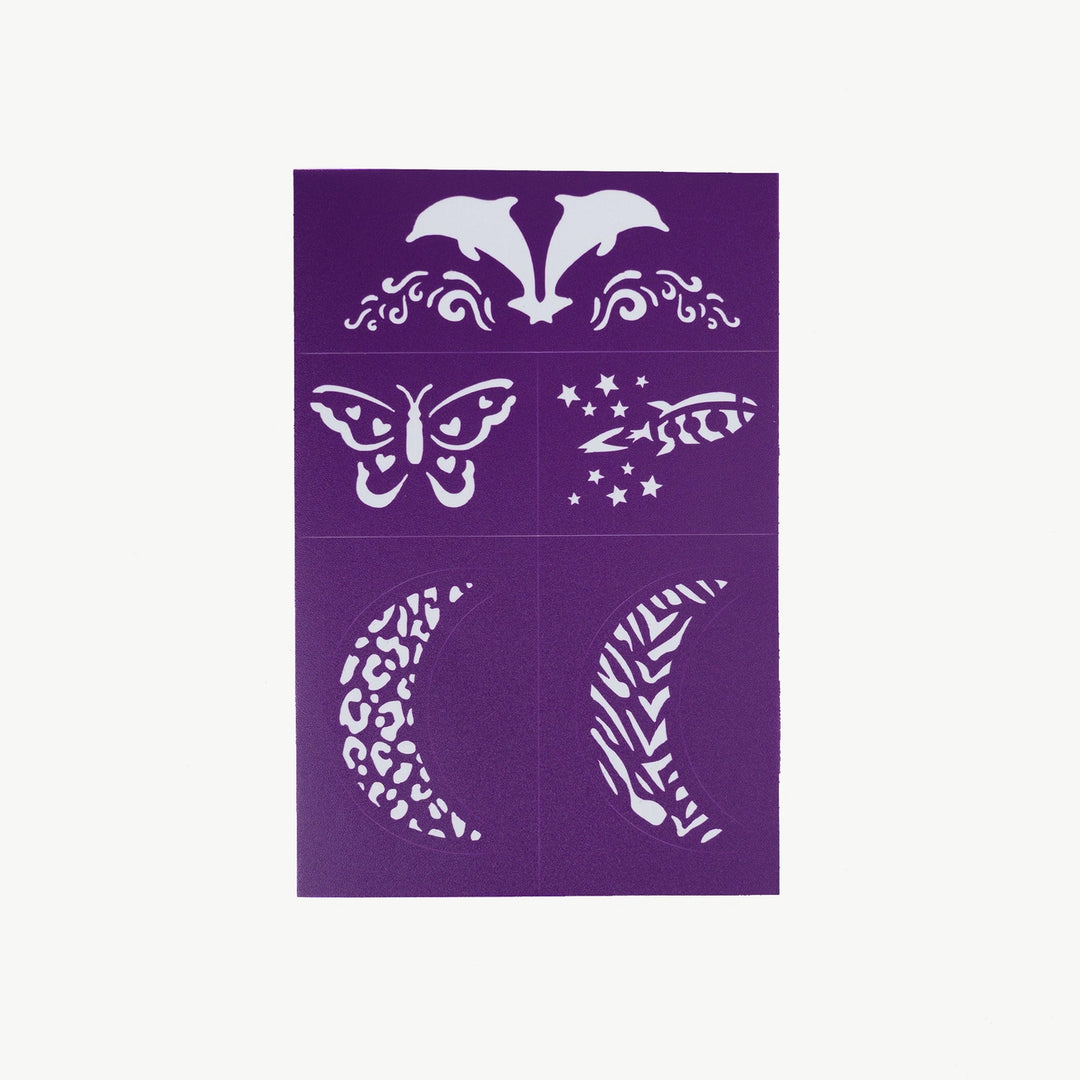 Oh Flossy Reusable Adhesive Face Paint & Makeup Stencils - Purple