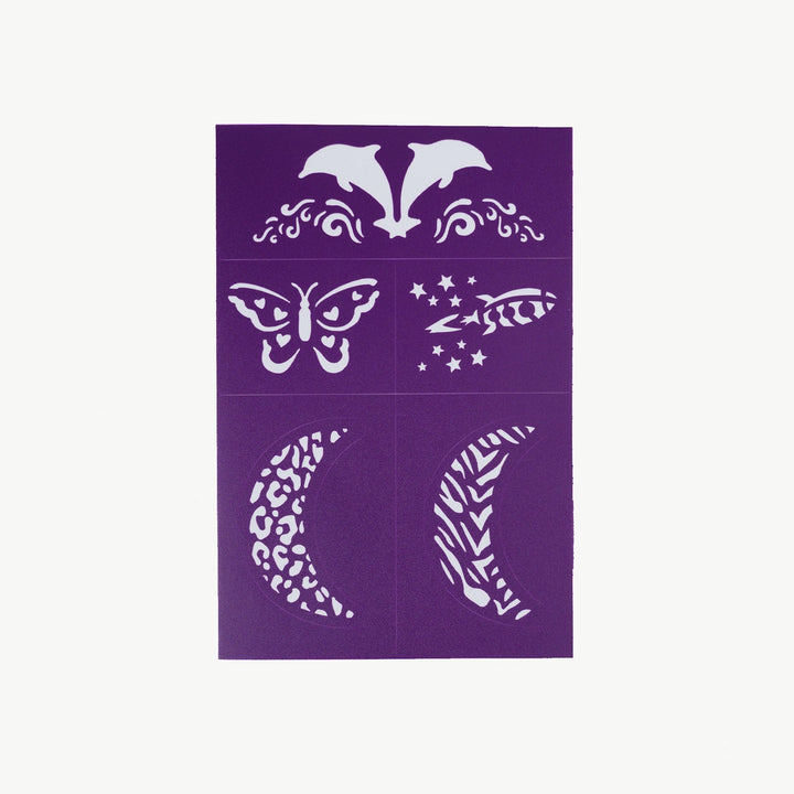 Oh Flossy Reusable Adhesive Face Paint & Makeup Stencils - Purple