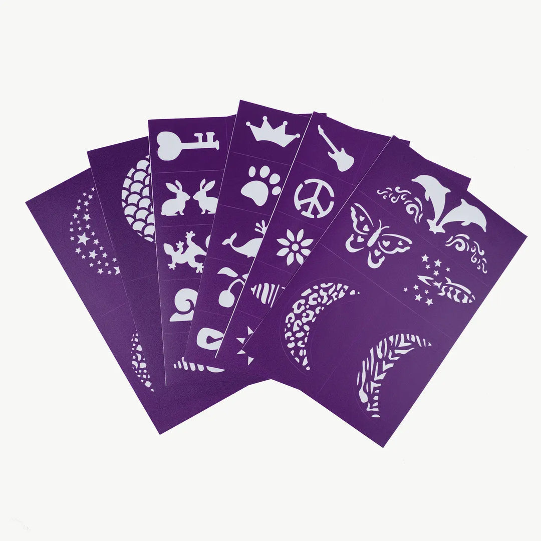 Oh Flossy Reusable Adhesive Face Paint & Makeup Stencils - Purple