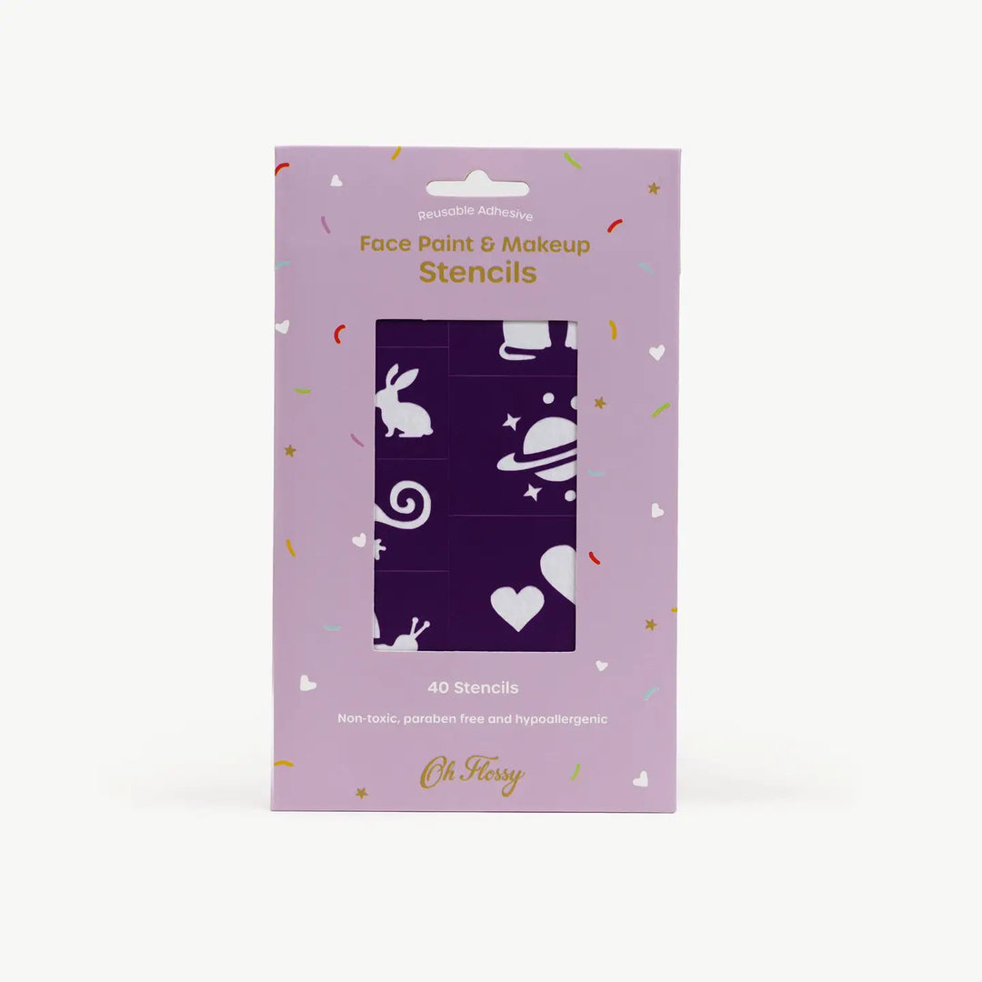 Oh Flossy Reusable Adhesive Face Paint & Makeup Stencils - Purple