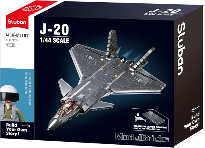 MB J20 STEALTH AIRCRAFT METAL COATING SCALE 1:44 1007 PCS