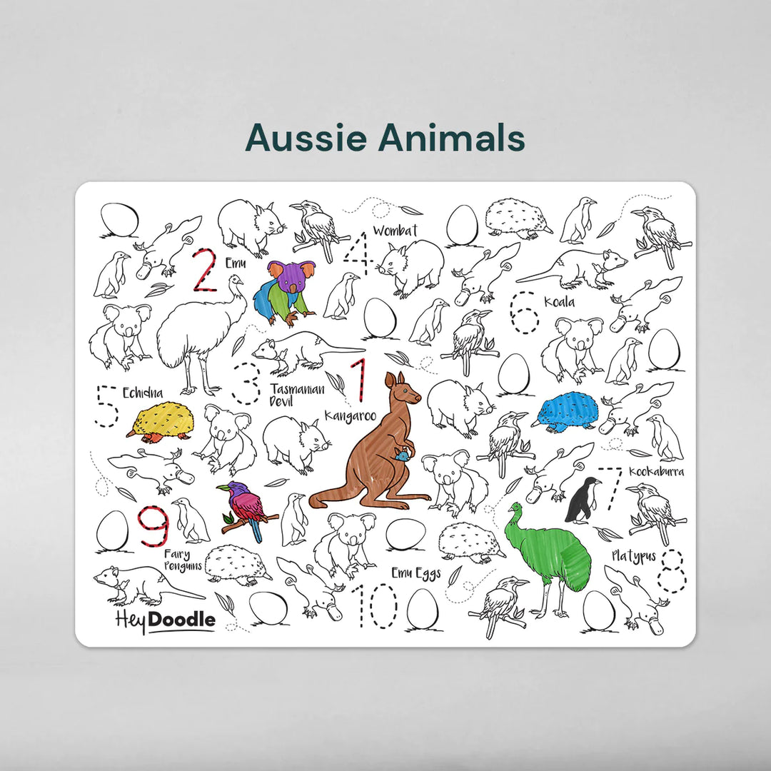 Reusable Colour-in Placemat - Aussie Animals