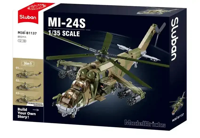 MB MI-24S HELICOPTER GUNSHIP 3 IN 1 SCALE 1:35 893 PCS