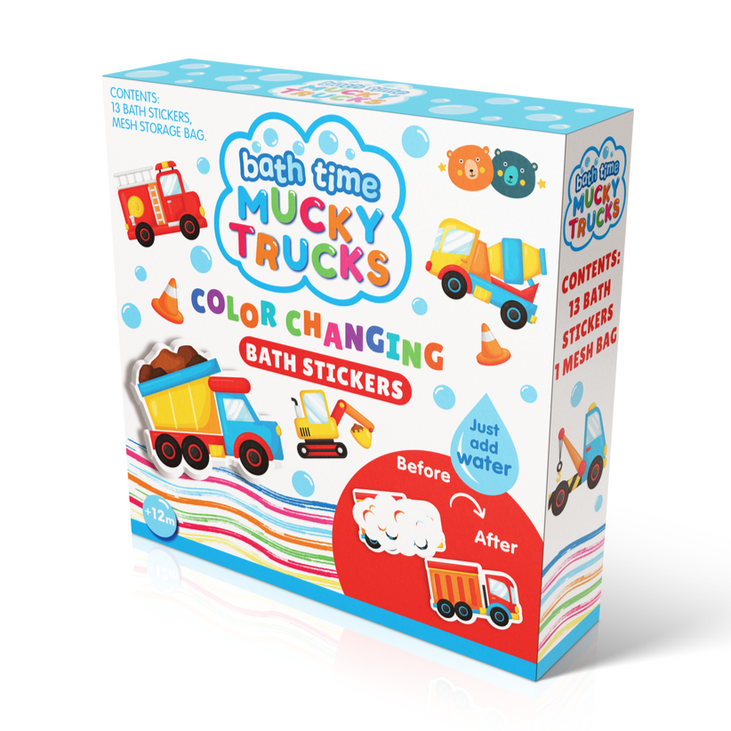 Colour Changing Bath Stickers - Mucky Trucks