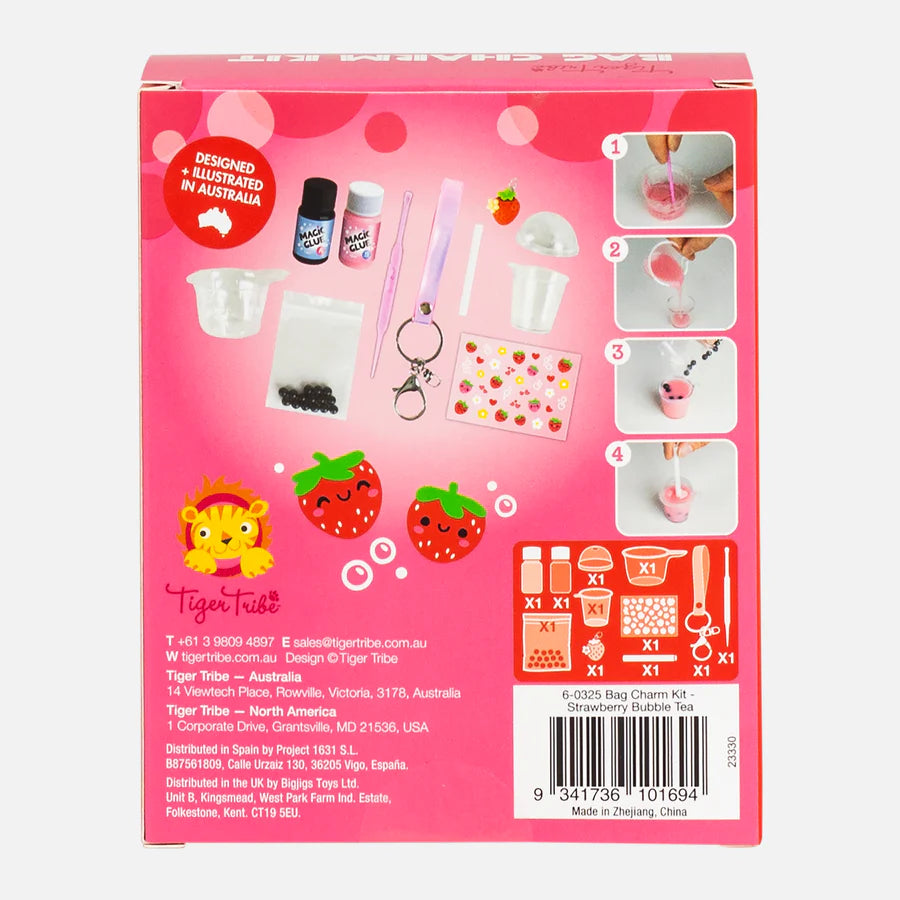 Bag Charm Kit - Strawberry Bubble Tea