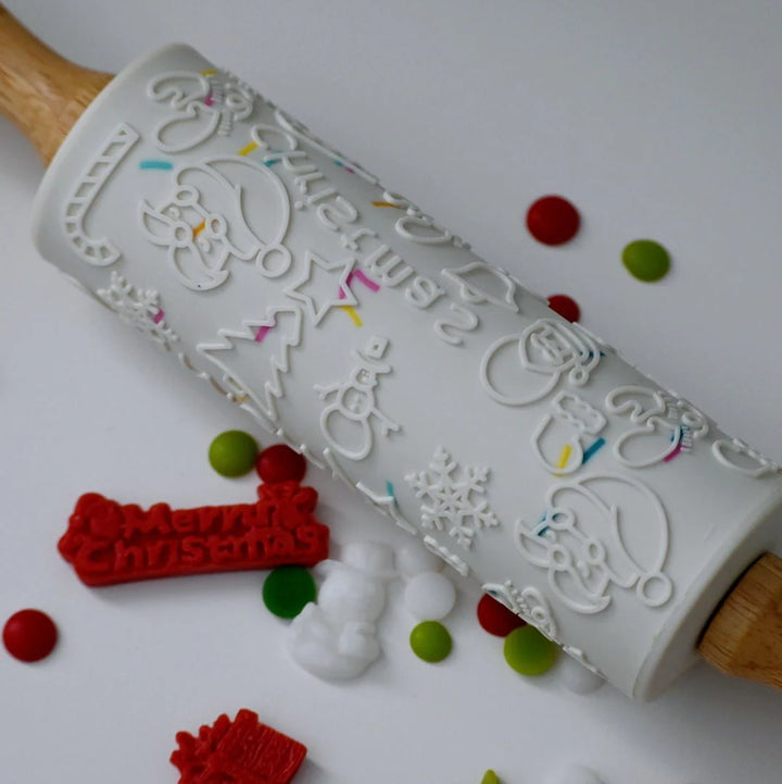 Bio Dough Rolling Pin | Embossed - Christmas