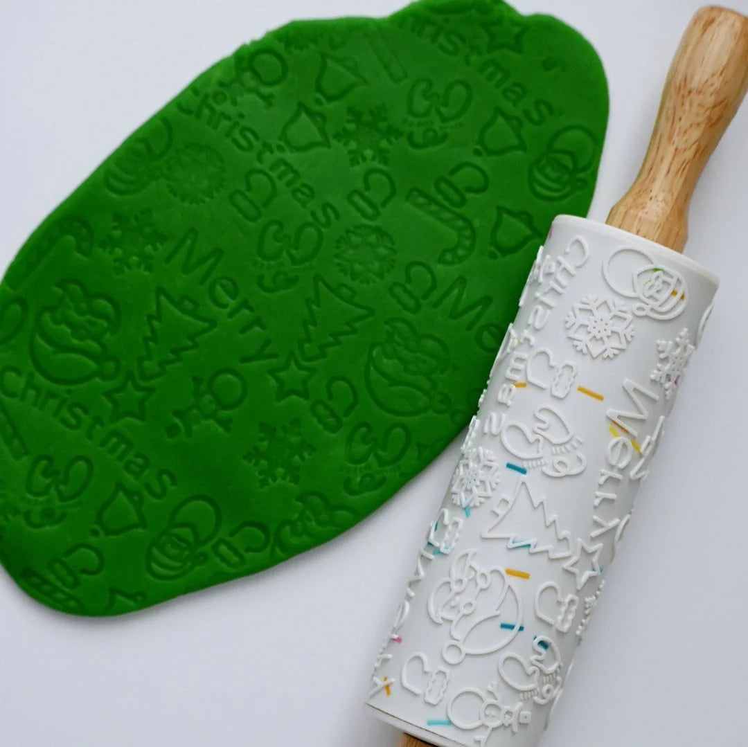 Bio Dough Rolling Pin | Embossed - Christmas