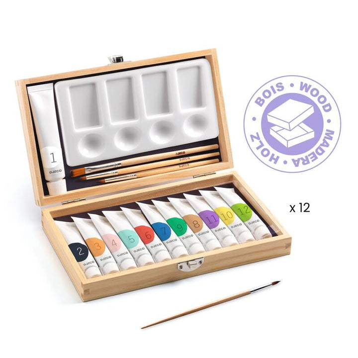 French Painting Kit - Artist's Box with 12 Gouaches