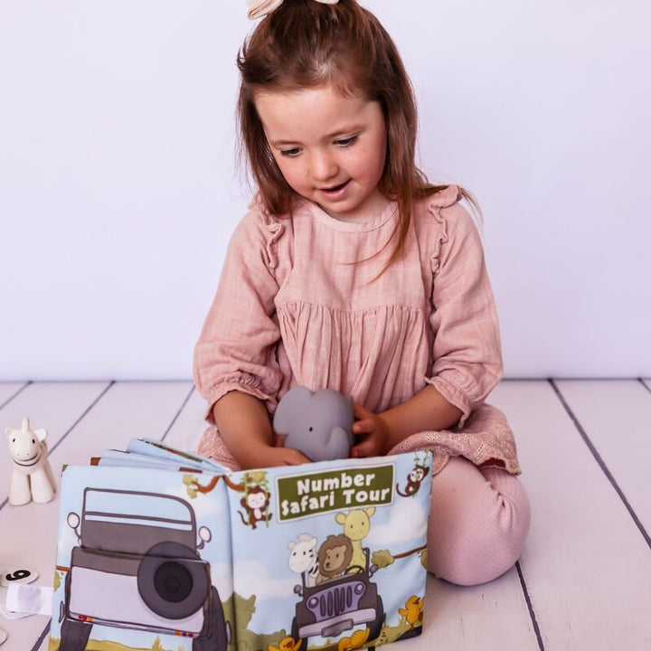 Fabric Bathtime & Naptime Book - Number Safari Tour
