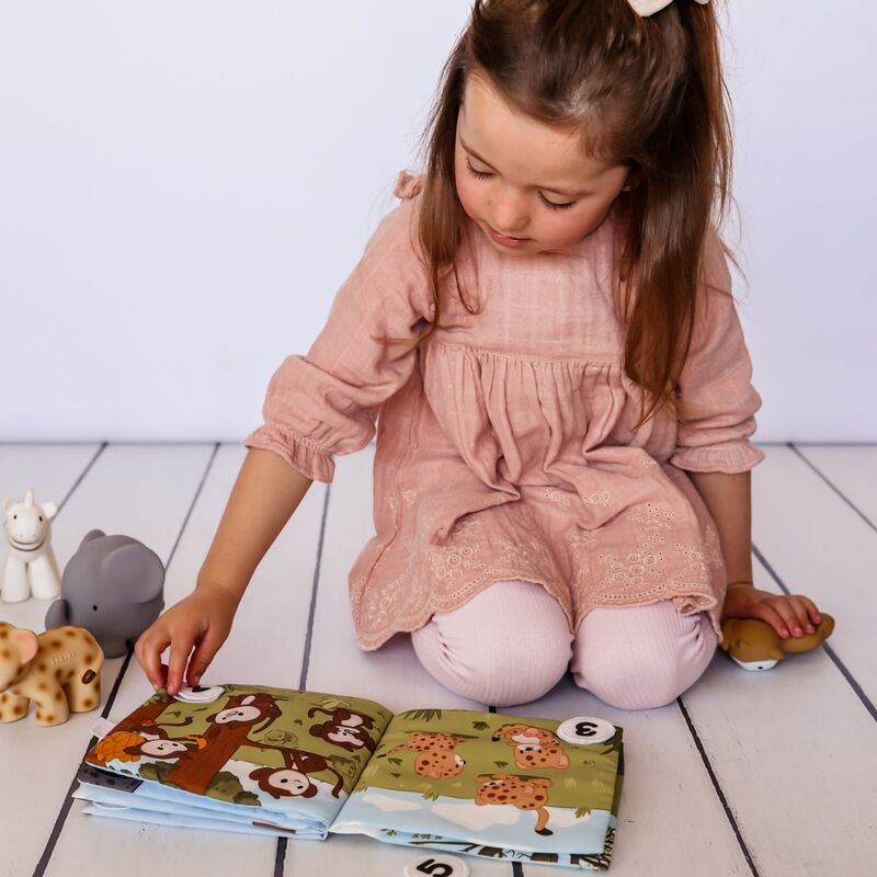 Fabric Bathtime & Naptime Book - Number Safari Tour