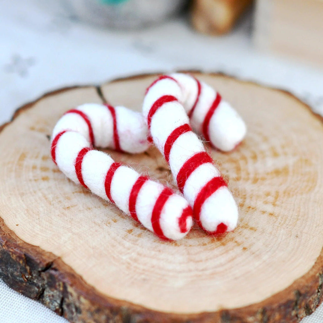 Felt Candy Canes White -  Set of 2