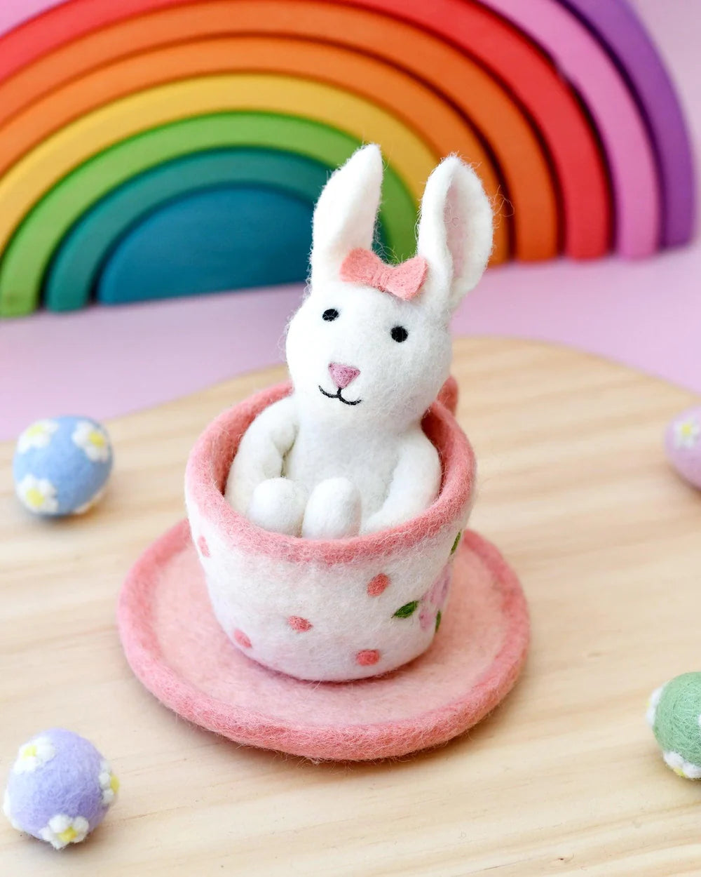 Felt Rabbit in Tea Cup