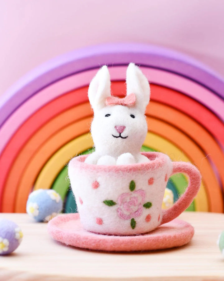 Felt Rabbit in Tea Cup