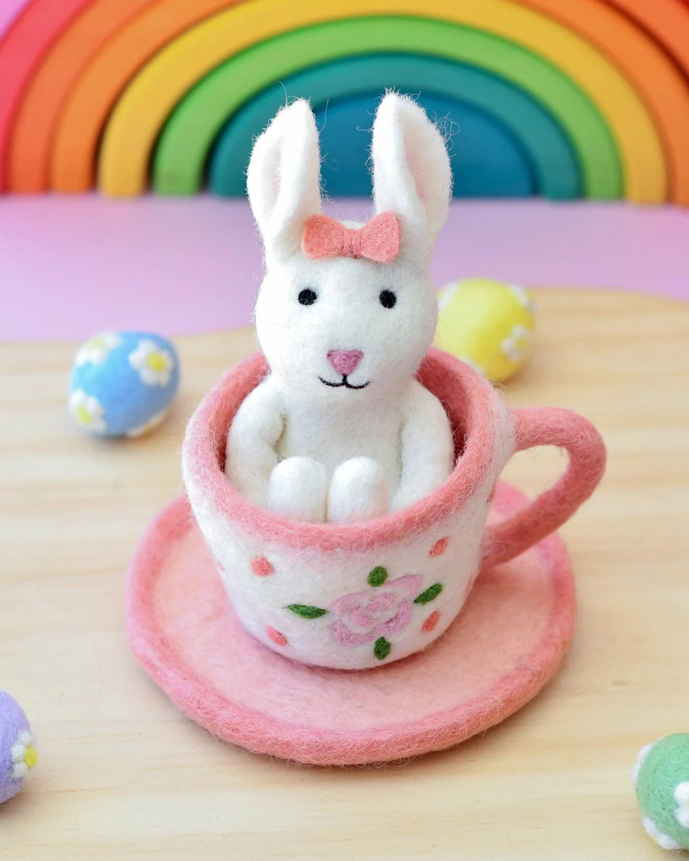 Felt Rabbit in Tea Cup