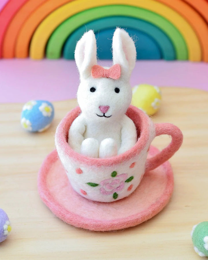Felt Rabbit in Tea Cup