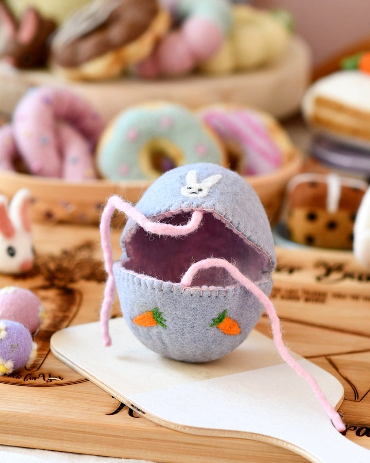 Felt Egg Cover - Purple with Bunny Motif