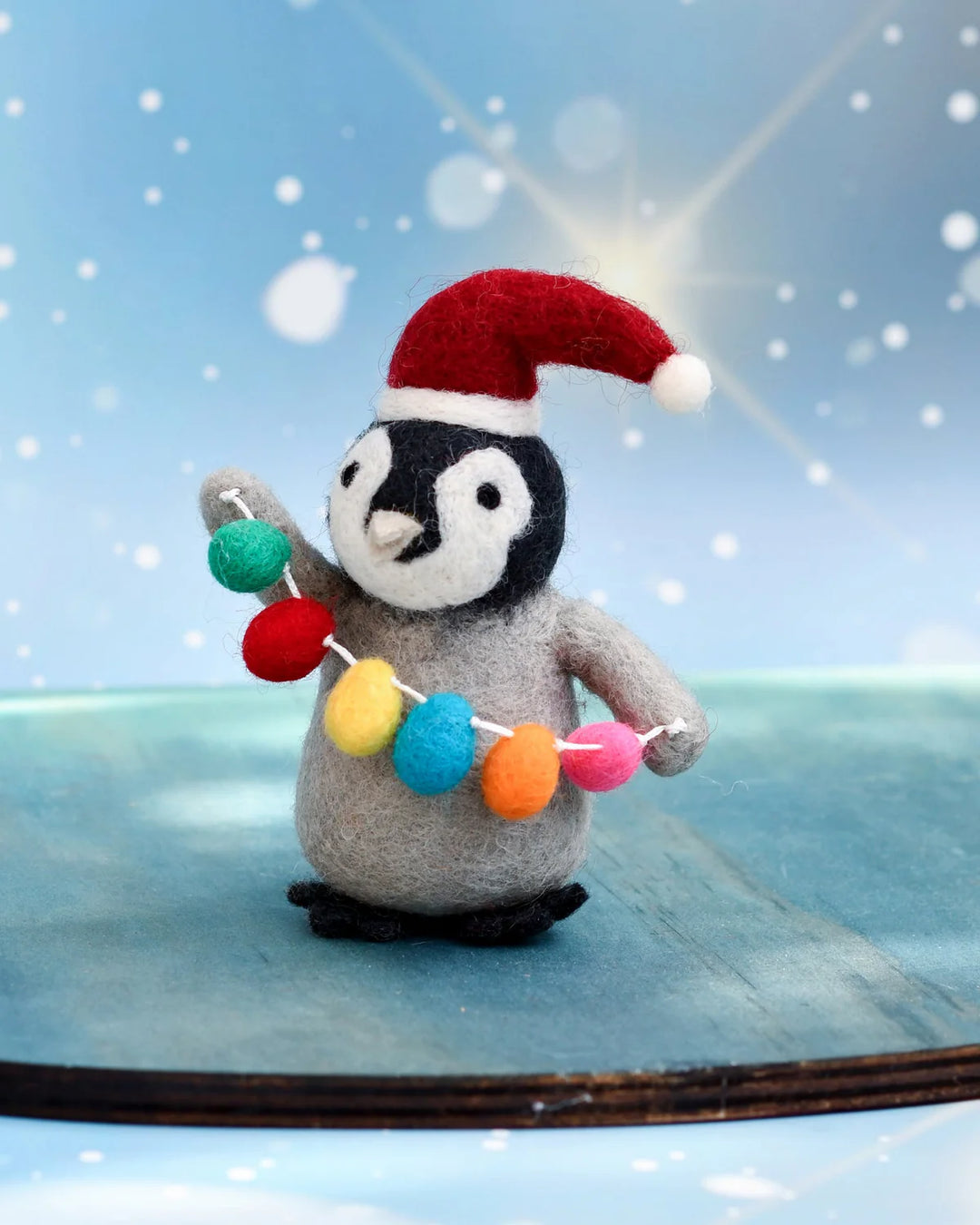 Felt Penguin with Festoon Light Bulbs
