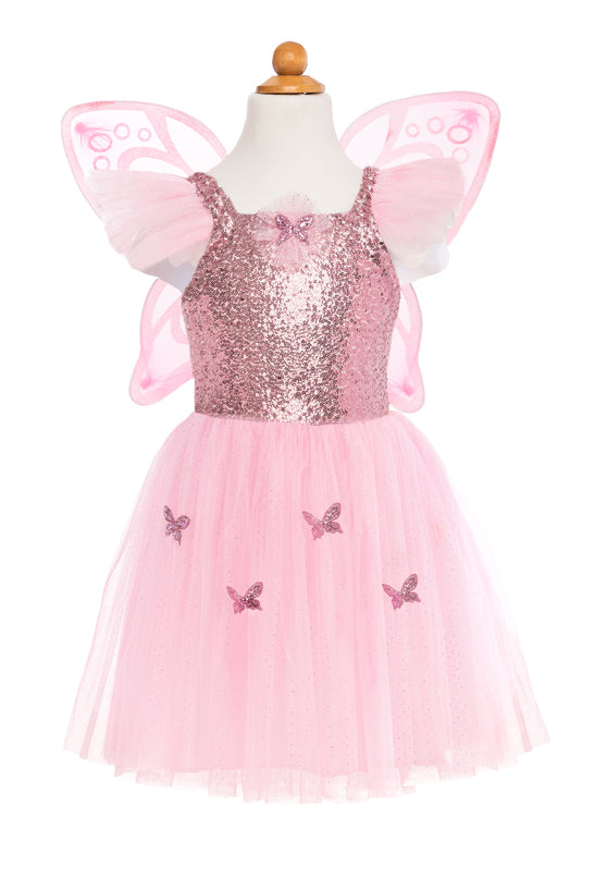 Dressup - Dress - Pink Sequins Butterfly Dress & Wings - Size 5-7