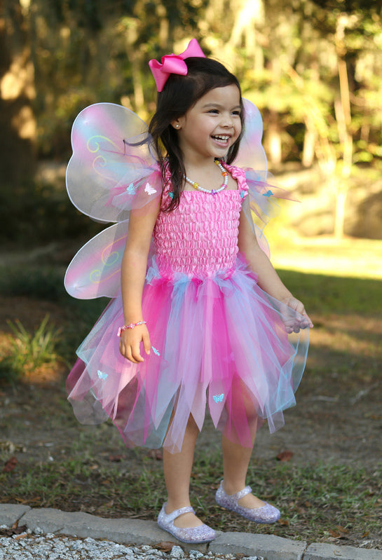 Dressup - Dress - Pink Butterfly Dress & Wings with Wand - Size 5-6