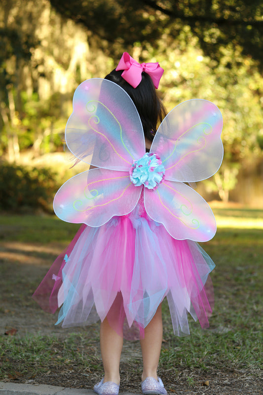 Dressup - Dress - Pink Butterfly Dress & Wings with Wand - Size 5-6