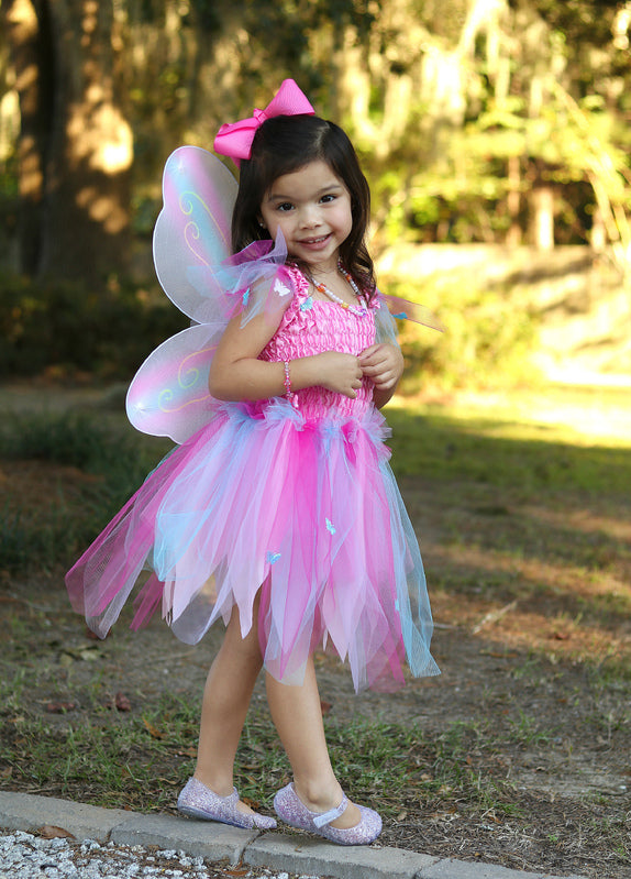 Dressup - Dress - Pink Butterfly Dress & Wings with Wand - Size 5-6