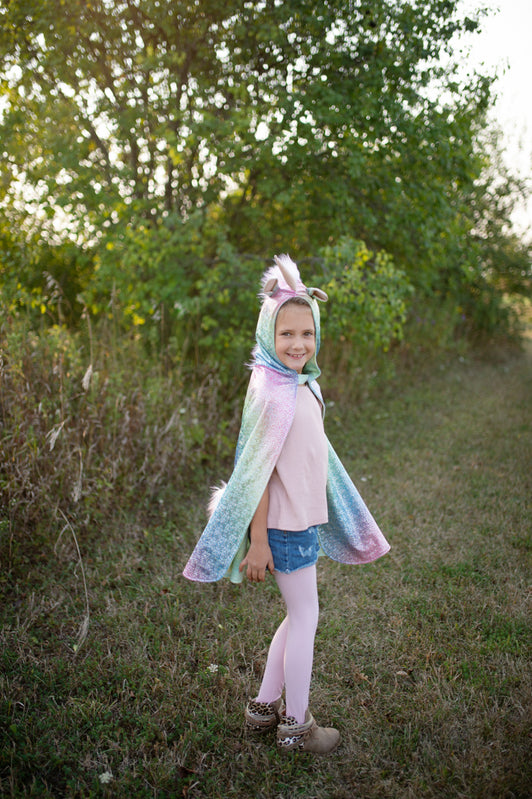 Dressup - Cape - Rainbow Reversible Unicorn Dragon Cape