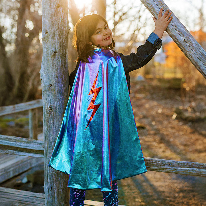 Dressup - Cape - Blue Lightening Reversible Cape 5-6y