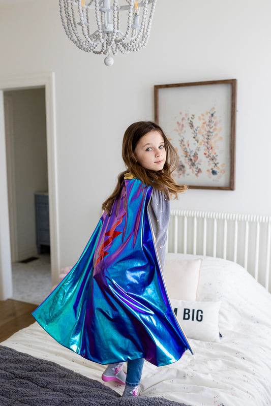 Dressup - Cape - Blue Lightening Reversible Cape 5-6y