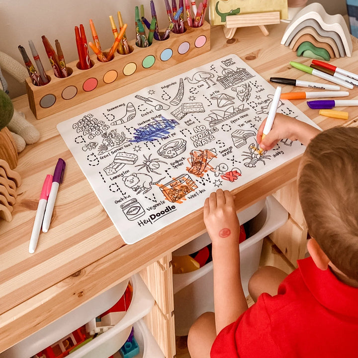 Reusable Colour-in Placemat - Aussie Icons ABC's