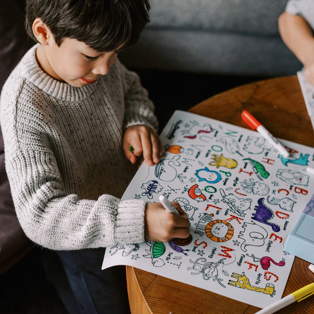 Reusable Colour-in Placemat - Into the Wild ABC's