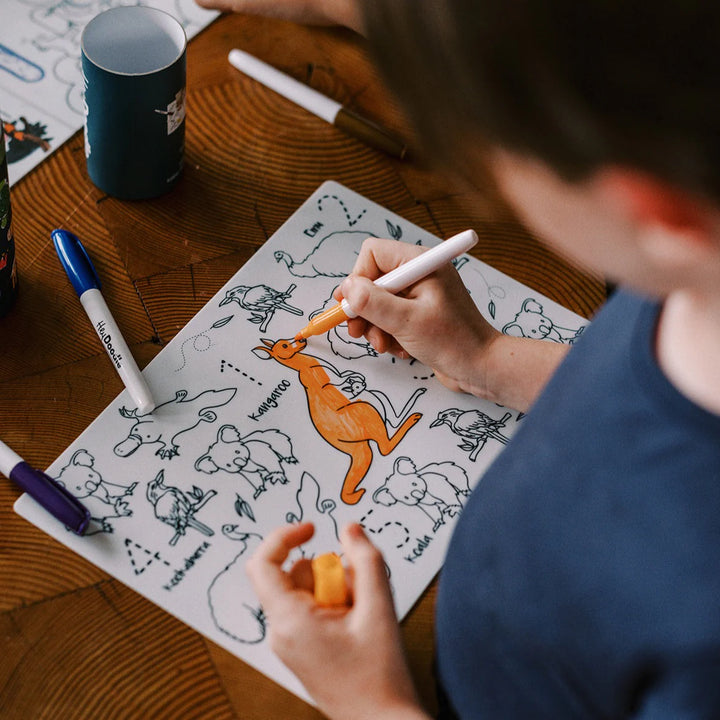 Mini Reusable Colour-in Placemat - Aussie Animals