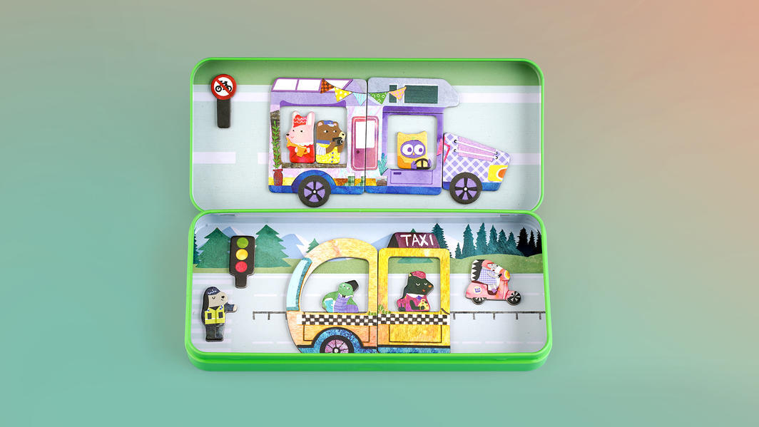 Magnetic Puzzle Tin - Cars