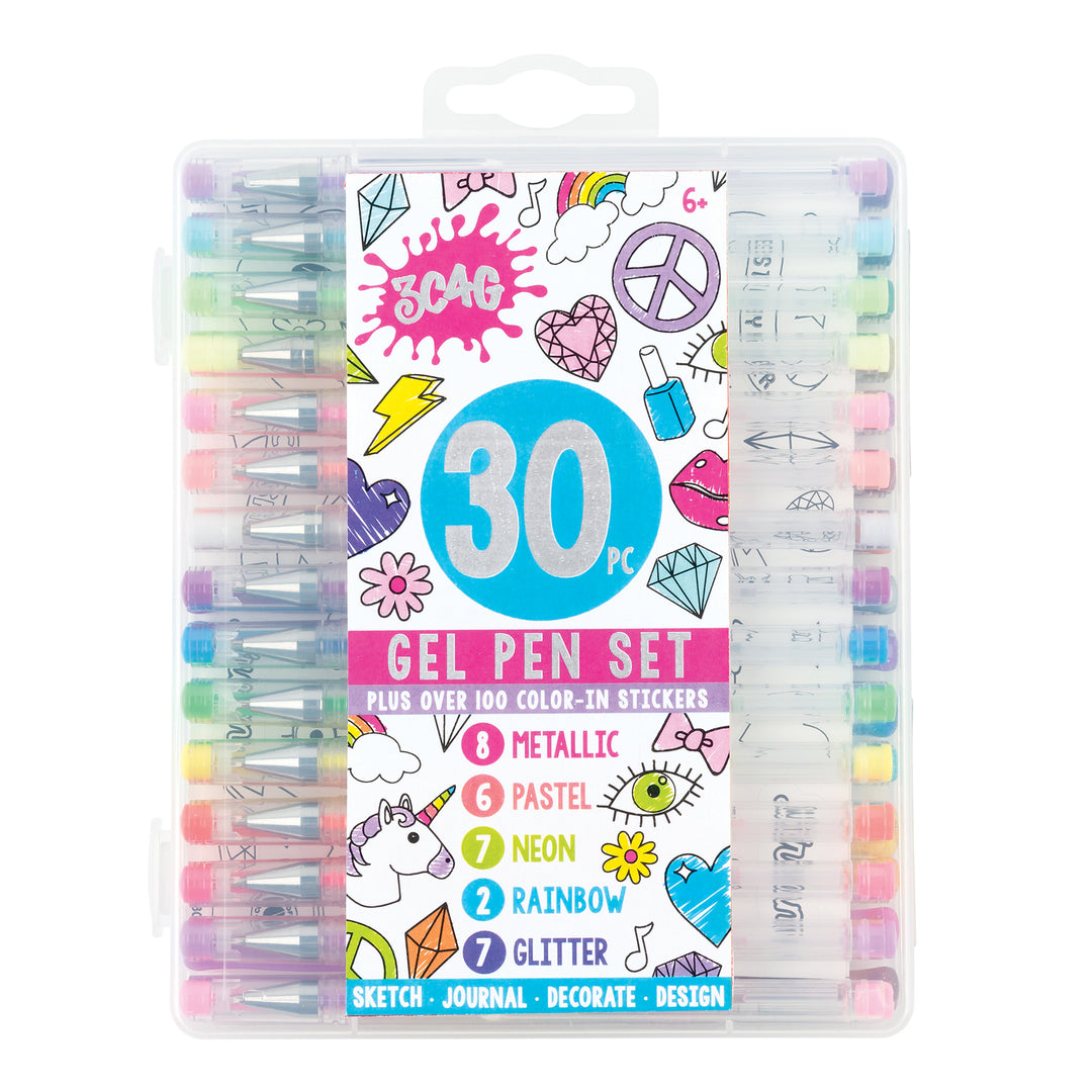 30 Gel Pen Set with Stickers