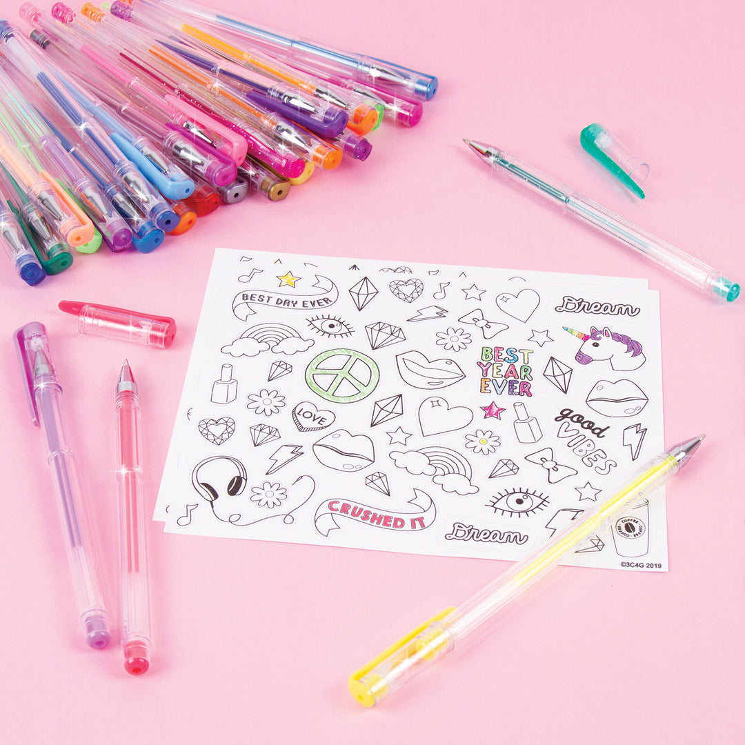 30 Gel Pen Set with Stickers