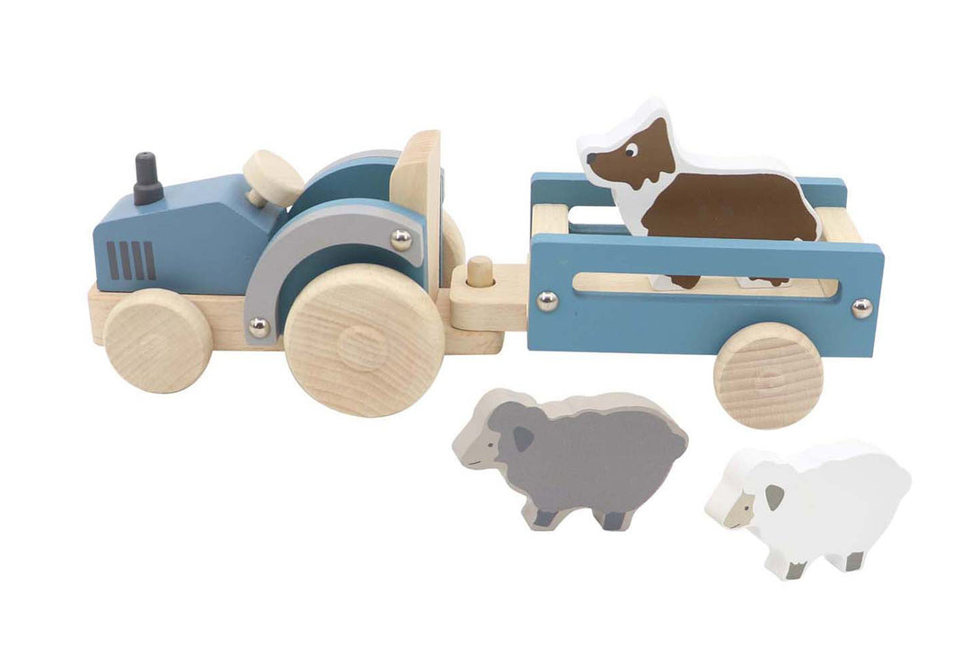 Wooden Tractor with Sheep & Sheepdog