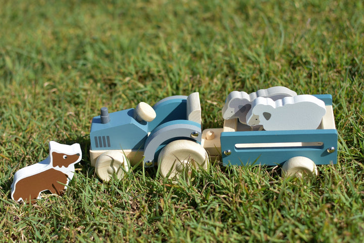 Wooden Tractor with Sheep & Sheepdog