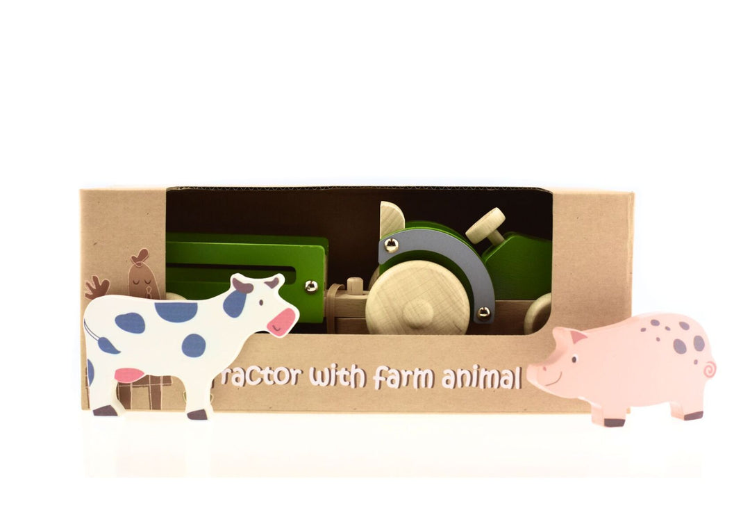 Wooden Tractor with Farm Animal