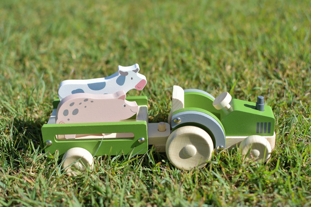 Wooden Tractor with Farm Animal