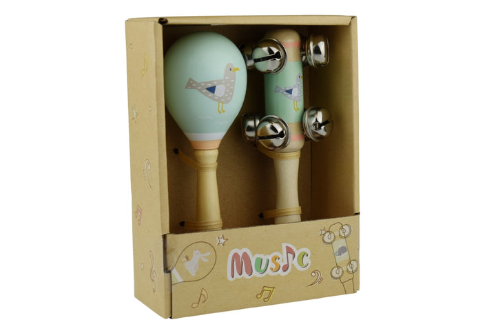 Wooden Maraca and Bell Music Set