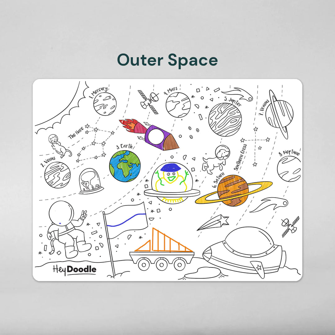 Reusable Colour-in Placemat - Outer Space