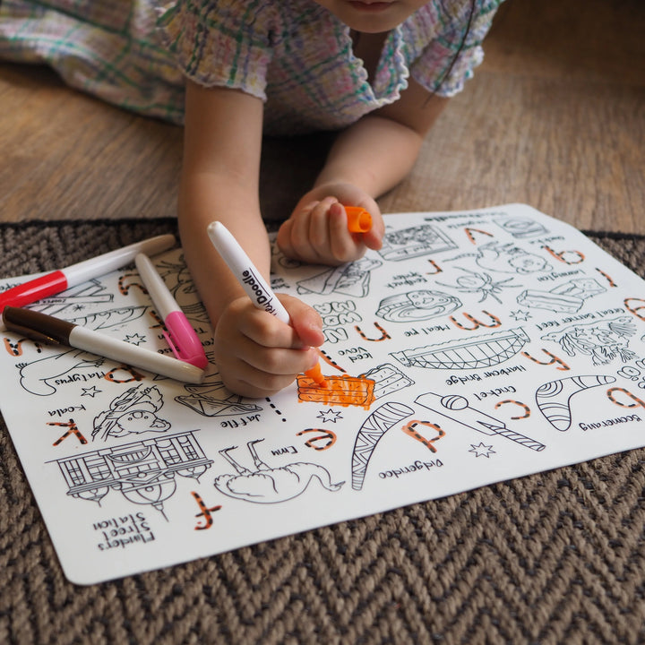 Reusable Colour-in Placemat - Aussie Icons ABC's