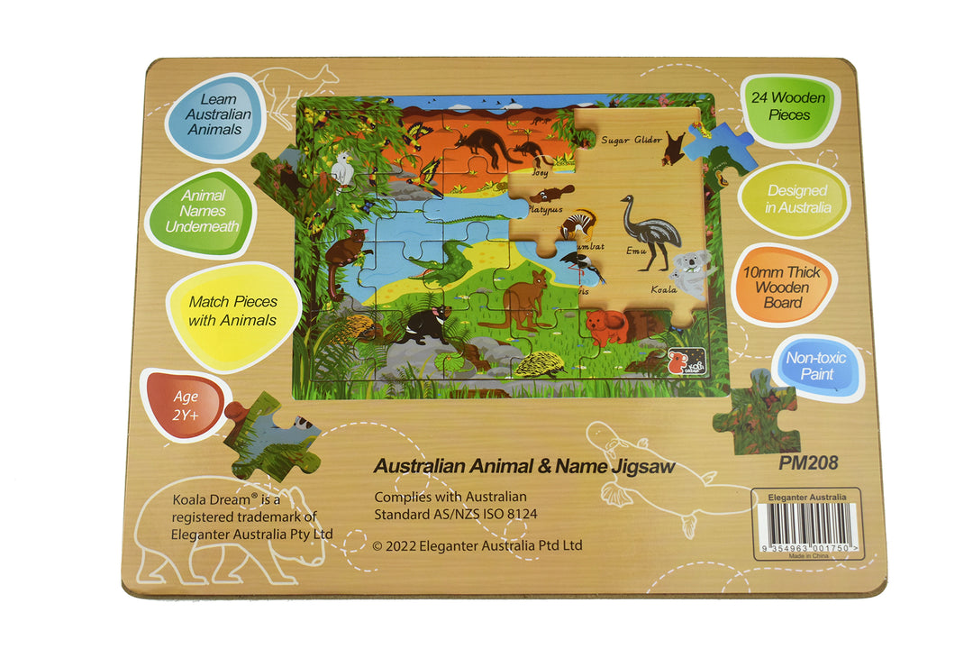 Australian Animals and Names Jigsaw Puzzle