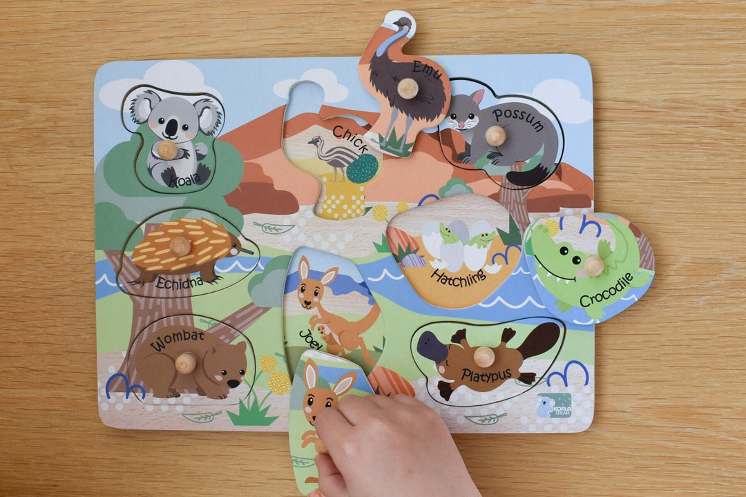 Peg Puzzle - Aussie Animals and Their Babies