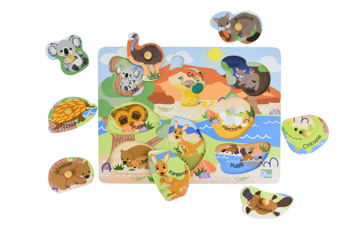 Peg Puzzle - Aussie Animals and Their Babies