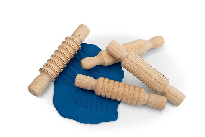 Wooden Pattern Rolling Pins - Set of 4