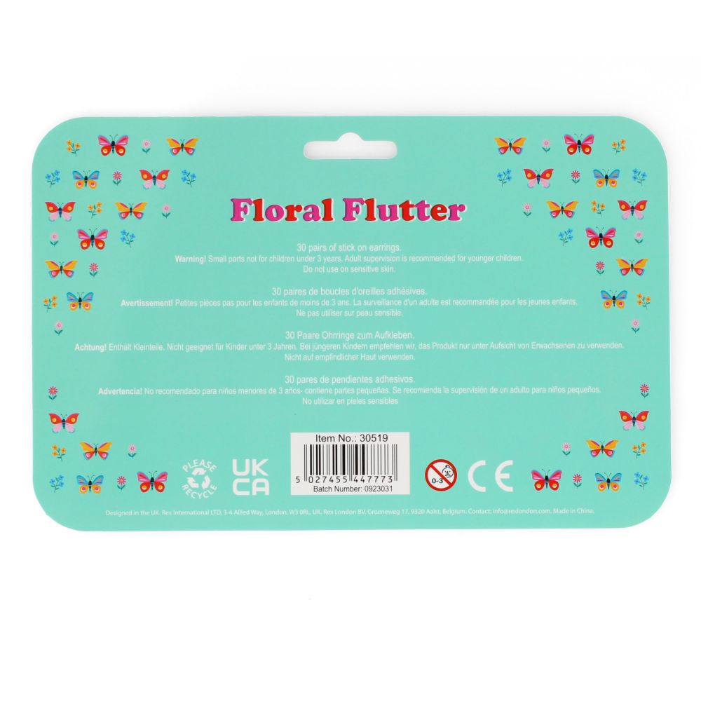 Rex London Stick on Earrings – Floral Flutter